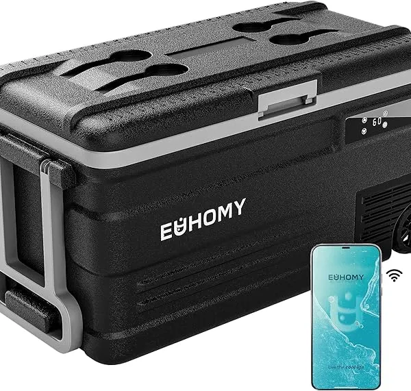 EUHOMY 80QT (75L) Portable 12V/24V DC 100-240V AC Electric Car Refrigerator