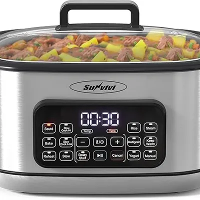 Sunvivi 12-in-1 Multi Cooker 6.5QT Programmable Slow Cooker