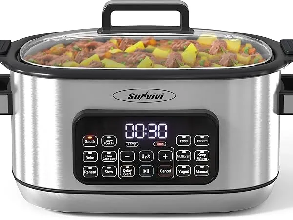 Sunvivi 12-in-1 Multi Cooker 6.5QT Programmable Slow Cooker