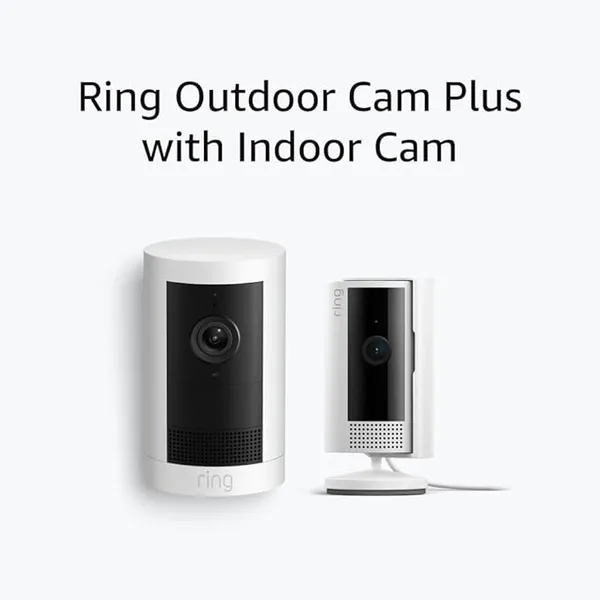 Ring Outdoor Cam Plus Battery & Indoor Cam 2nd Gen Bundle 2K/1080p