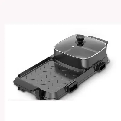 2-in-1 Electric Barbecue Grill & Hot Pot, Large Capacity Non-Stick Multifunctional Cooker for 5-6 People, Adjustable Temperature