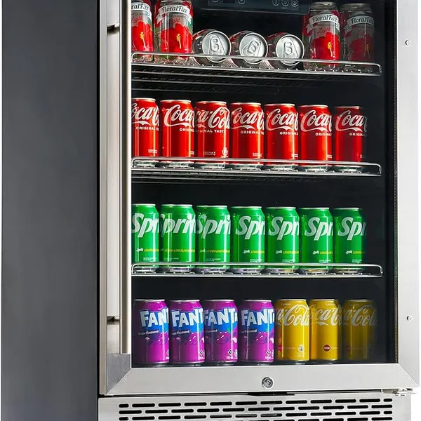 Albott Beverage Refrigerator-24 In fridge with Glass Door, Adjustable Shelves and LED Touch Panel, Under Counter Design for Wine Beer, Built-In or Freestanding Use, 34-64°F