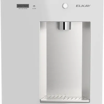 Elkay Liv EZ Built-in Filtered Wall-Mount Water Dispenser – Battery Powered, NSF Certified, Push Button, Reduces Lead & PFAS, Aspen White – Ideal for Home