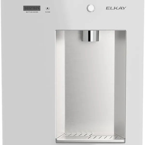 Elkay Liv EZ Built-in Filtered Wall-Mount Water Dispenser – Battery Powered, NSF Certified, Push Button, Reduces Lead & PFAS, Aspen White – Ideal for Home