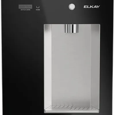 Elkay Liv EZ Built-in Filtered Wall-Mount Water Dispenser – Battery Powered, NSF Certified, Push Button, Reduces Lead & PFAS, Midnight Black – Ideal for Home