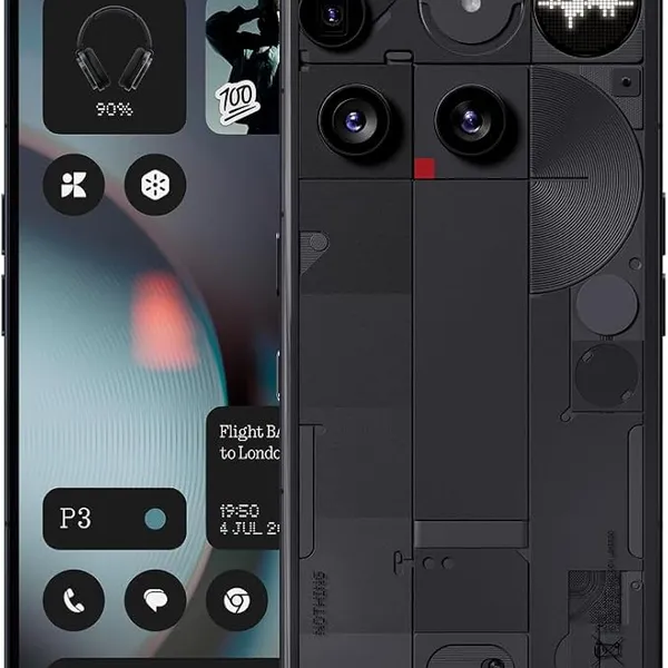Nothing Phone (3) Cell Phone, 5G Unlocked Phones 256GB, Android 15, Snapdragon 8s Gen4, AI Mobile Phones with Four 50MP Cameras & AMOLED Display, 5150mAh, Glyph Interface, Smartphone Black
