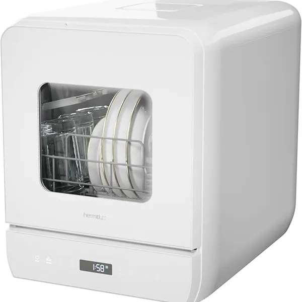 Hermitlux Countertop Dishwasher, 6 Wash Programs Slim Size Portable Dishwasher