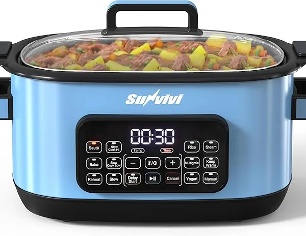 Sunvivi 12-in-1 Multi Cooker 6.5QT Programmable Slow Cooker
