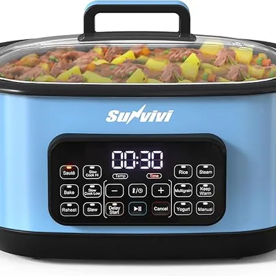 Sunvivi 12-in-1 Multi Cooker 6.5QT Programmable Slow Cooker