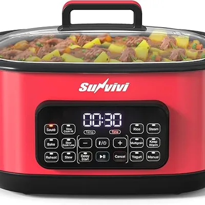 Sunvivi 12-in-1 Multi Cooker, 6.5QT Programmable Slow Cooker