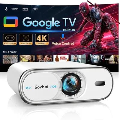 Sovboi 4K Portable Projector with Google TV, WiFi 6 & Bluetooth 5.2