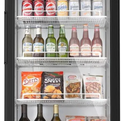 Coolski 1-Door Commercial Glass Door Refrigerator, Stainless Steel Display Merchandiser with LED Light for Commercial Use, Auto Defrost, DOE ETL Sanitation ETL