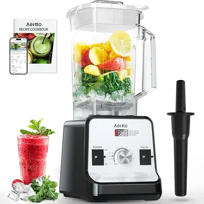 Aeitto Blender for Kitchen, 68 Oz Large Capacity Professional Countertop Blender, 1500-Watt Smoothie Blender for Ice Crush, Frozen Drinks, Silver