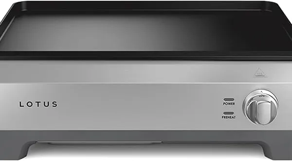 Lotus Professional Series The Short Order Precision Sear Griddle, Nonstick Electric Griddle, 1800 Watts, Large 12 inch x 17 inch Nonstick Surface, Stainless Steel, LTSGR500