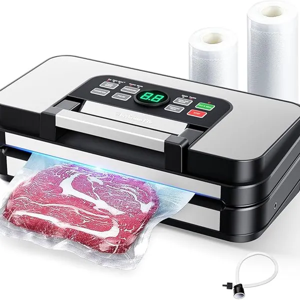 95Kpa Powerful Precision Pro Vacuum Sealer, with Double Heat Seal & Double Pump, Easy-Lock Handle, Bags Storage, Built-in Cutter, Silver Gray