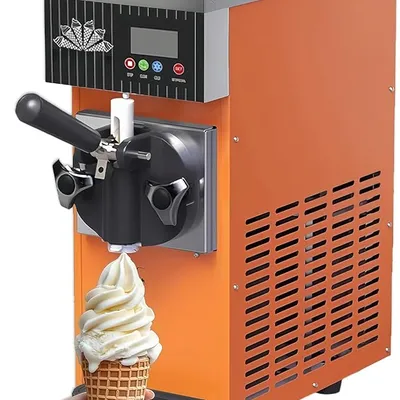 Italian Ice Cream Machine - Single Flavor, Stainless Steel Countertop Italian Ice Cream Machine, Professional Italian Ice Cream Machine for Restaurants, Shops, Snack Bars Orange